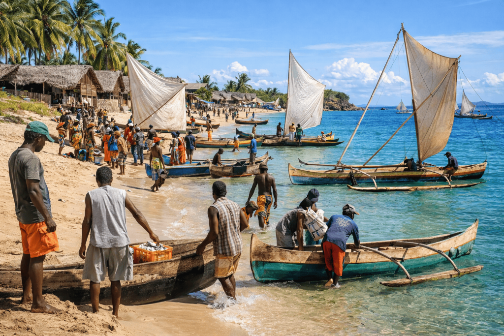 Local fishermen and coastal village life in Northern Madagascar